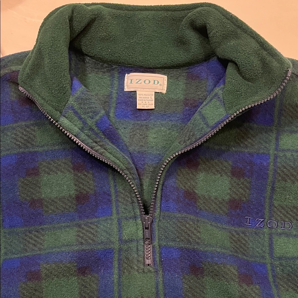 Izod Vintage 1990’s Plaid Fleece Quarter-Zip Pullover